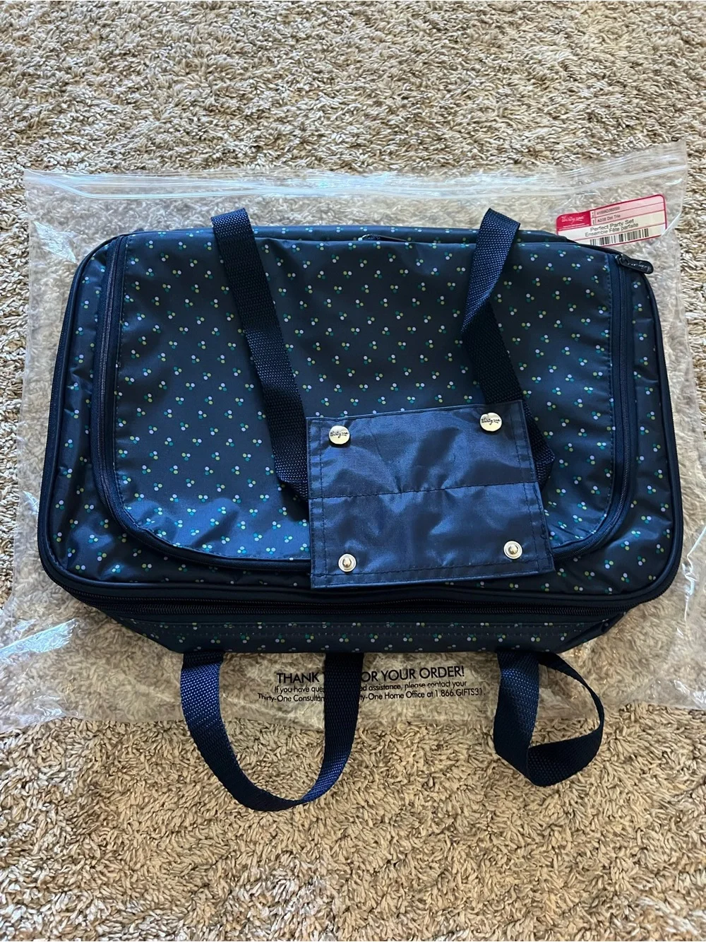 thirty-one Navy Polka Dot Tote Organizer